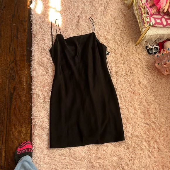 Robe Alice + Olivia Sans Bretelles - Noire Avec Cristaux - Taille 6 En Soie - Coupe A-Line Mini - Neuf Avec étiquettes